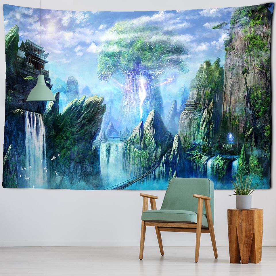 Natural Forest Tapestry Landscape Print Big Wall Hanging Tapestry Cheap Hippie Wall Hanging Bohemian Mural Tapestry