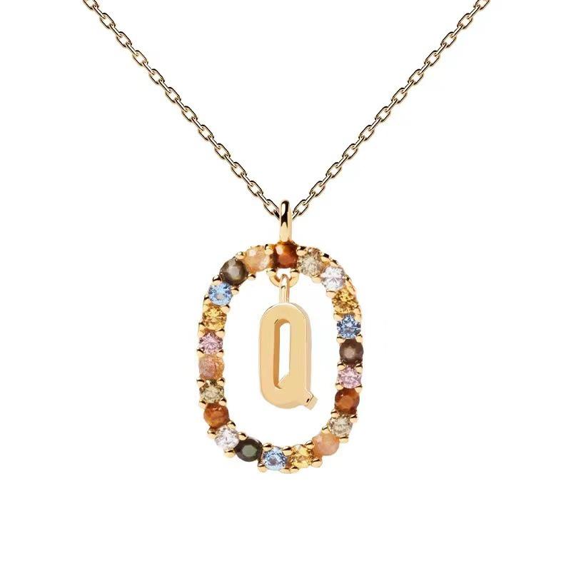 European & American Spanish Zircon Alphabet Necklace - Stylish Clavicle Chain Pendant