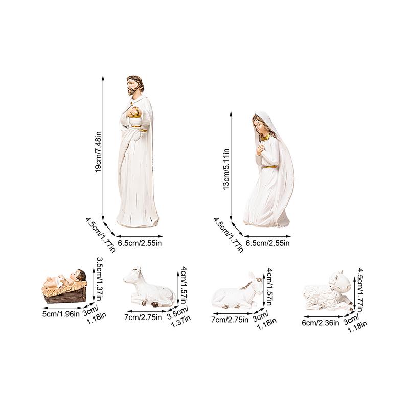 Nativity Scene Figurines Family And Angel Statue 9X Construction Indoor Resin Holiday Decor Indoor Sculpture For Religious Decor