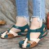 Large Size Women's Shoes New Retro Round Head Wedge Cross Strap Sandals Nals