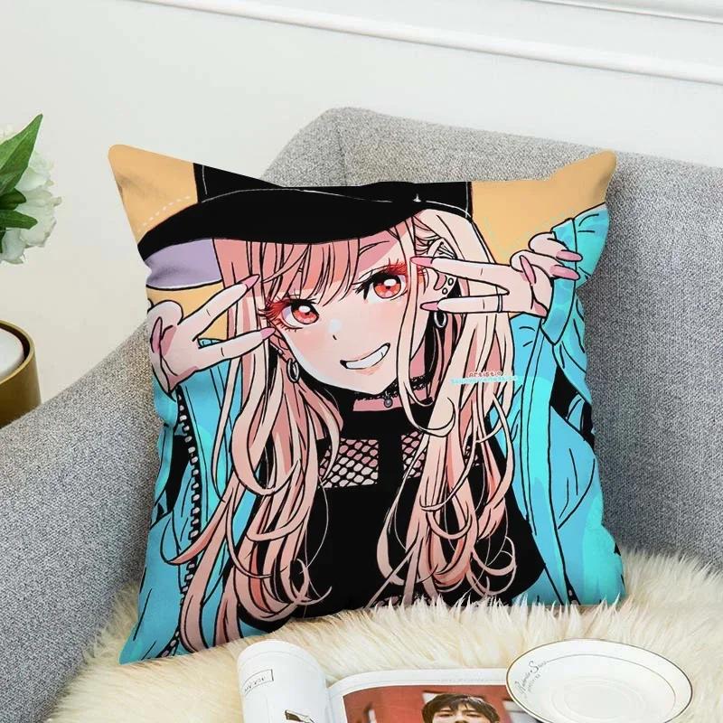 Pilow Cases Kitagawa Marin Couple Pillow Pillowcases 50X50 Decorative Pillows For Sofa Car Decoration Cushion Cover Luxury Anime