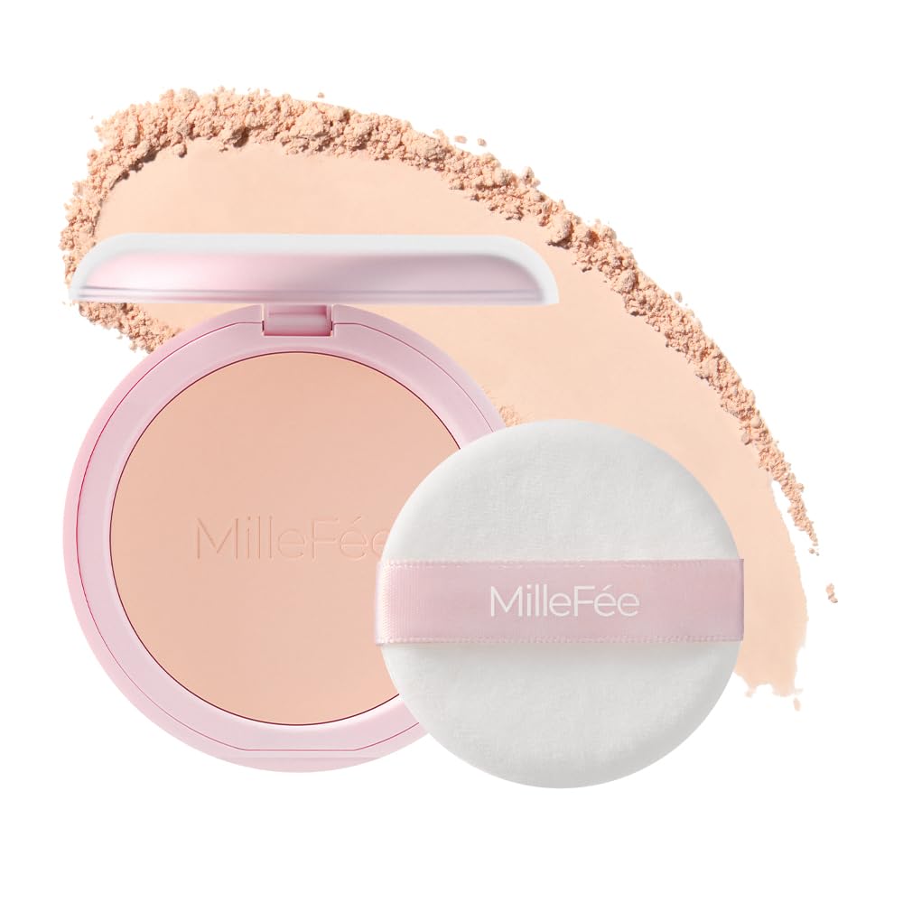 Milfie Idol Filter Powder Pink Pressed Powder with Puff Natural Prevents Makeup Zinc Adheres to Minimizes Base Shine Control (02 Veil) - Tone-Up,