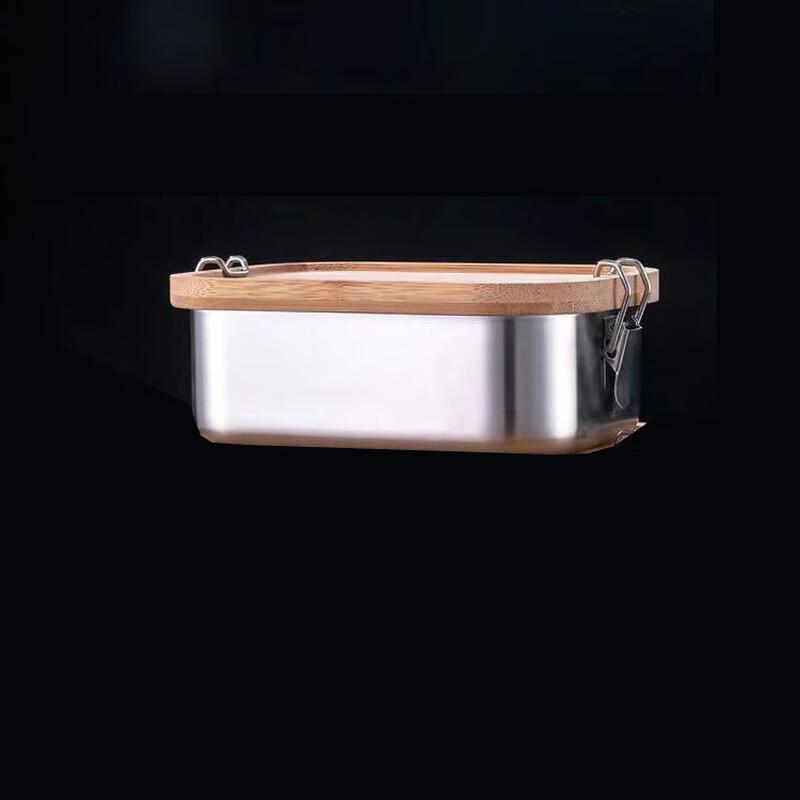 UOSU 304 Stainless Steel Square Bento Box with Bamboo Lid