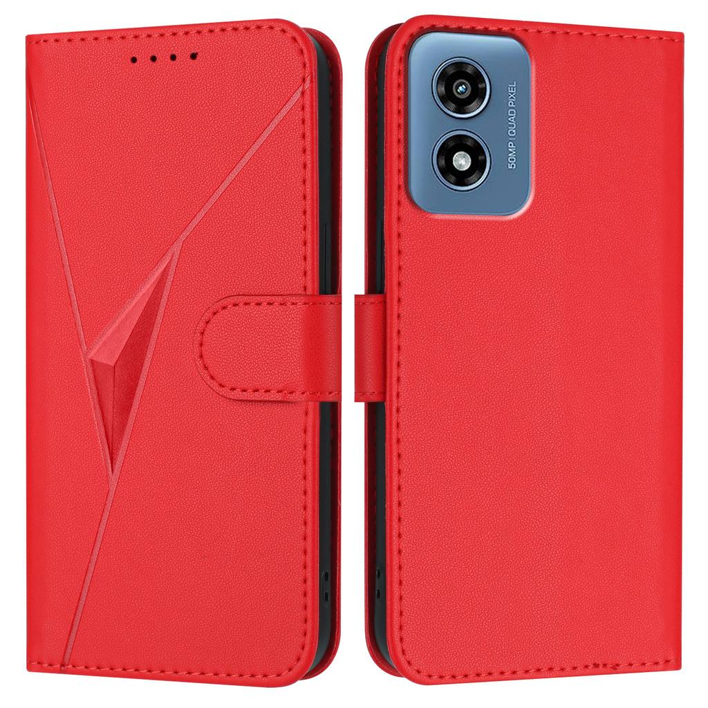 YX0090 For Motorola Moto G Play (2024) 4G Case Triangle Imprint Leather Phone Cover with Lanyard