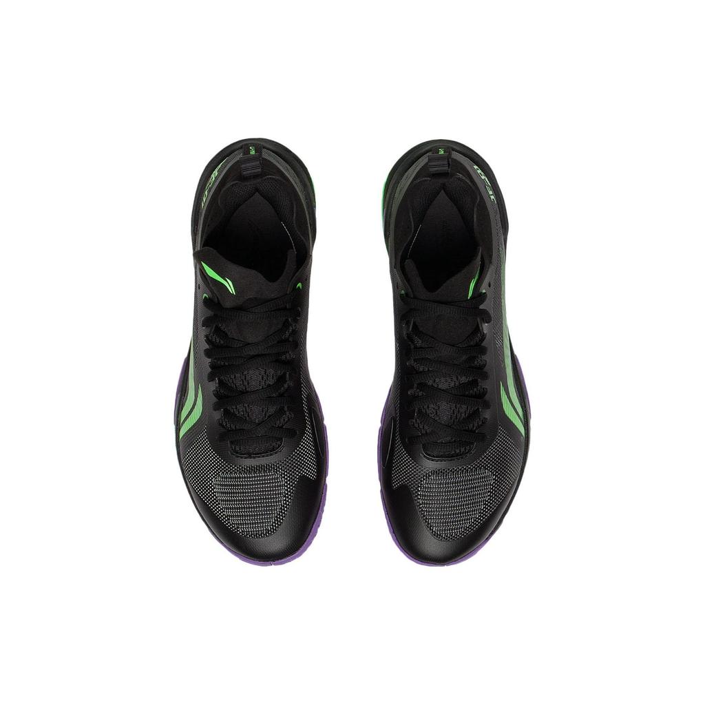 Li Ning Sprint Pro Cushioning, Wear Resistant Low Top Badminton Shoes Unisex Black Green AYAS012-5
