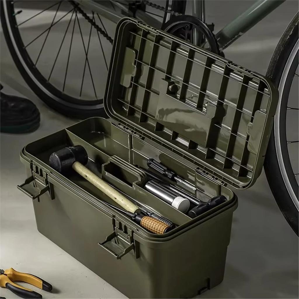 Tool Storage Box, Gardening Tool Box,, Hardware Storage Set, Plastic Storage Box Waterproof Cargo Box Khaki