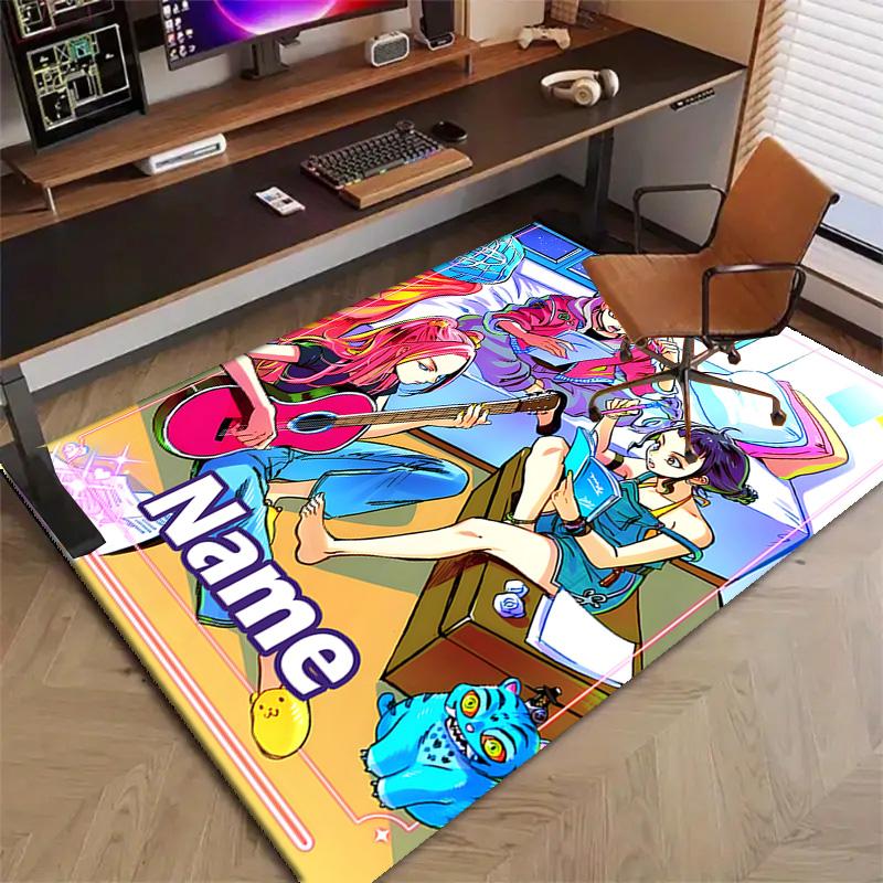 Custom KPop Demon Hunters Mat Personalized Name, Polyester Washable Indoor Entryway Rug, Gift for Christmas, Easter, Thanksgiving Day