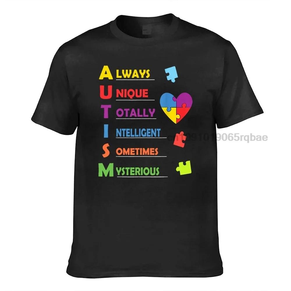 Autism Awareness Autism Acronym And Puzzle Piece Tshirt Cotton Unisexs T Shirt Printed On T Shirt Coupons Party
