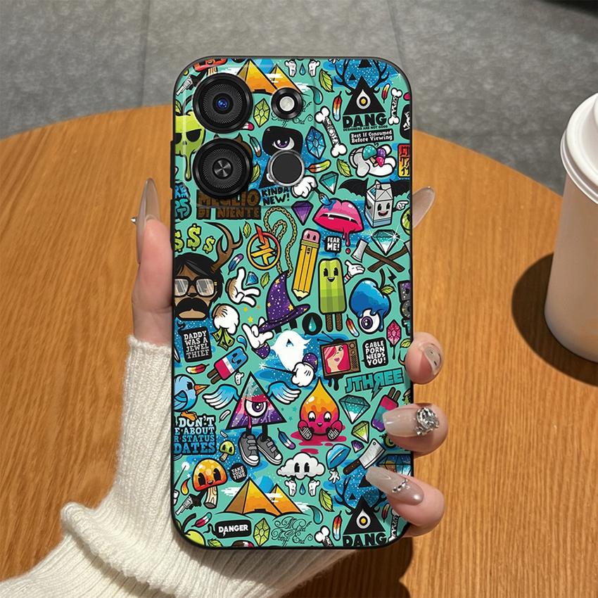 For Itel A05S A04 A60S A16 A33 Plus A56 A23 A58 A25 Pro A49 A35 A18 Phone Case Colorful Graffiti Matte Silicone Cover For Itel Anti Fingerprint Bumper