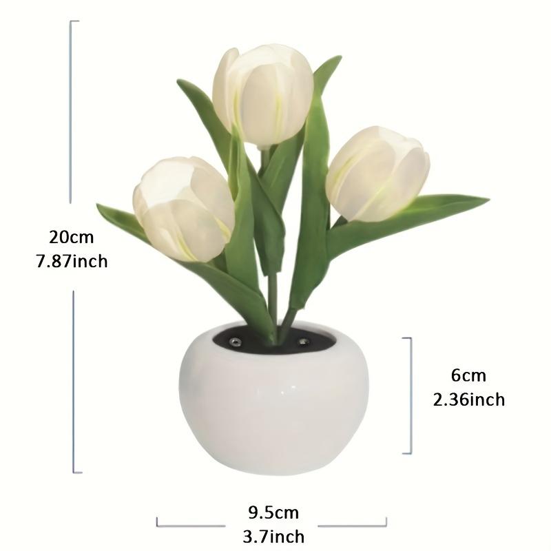 1pc Tulips Flower Night Light For Room Decor LED Charging Flower Potted Night Light Cute Small Tulips Bedside Lamp