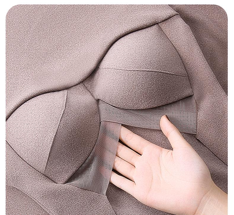 3901 Long-Sleeve Women's Warm V-Neck Tulle Top with One-Piece Cup