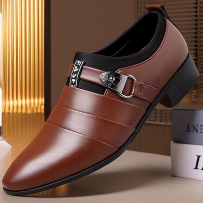 2024 Men's Leather Formal Business Shoes - Korean Style, Large Size, Pointed Toe, Casual Elegance