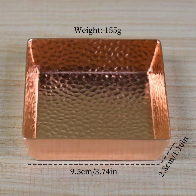 Rectangle Shape Copper Fruit Tray,Retro Engraving Hammer Texture Home Portable Food Plate,Snack Plate Table Wedding Decoration