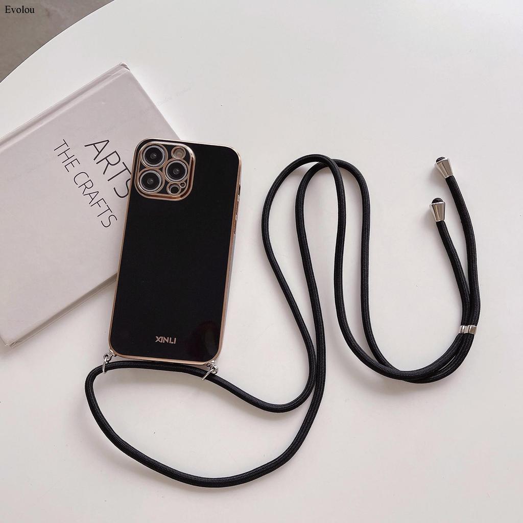 Crossbody Lanyard Plating Phone Case For iphone 17 Pro Max 17 Air 17Pro Soft TPU Lens Protection Shockproof Back Cover