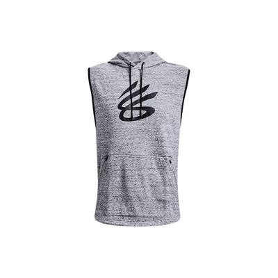 Curry Series Geometric Pattern Logo Casual Hooded Loose Sleeveless Vest Men Vests Gray 1370270-011
