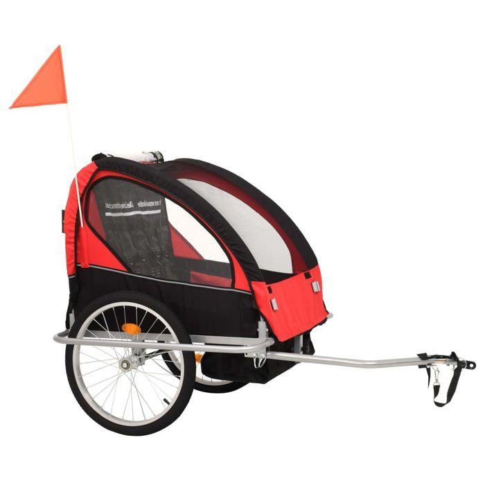 VidaXL Remorque de Vélo et Poussette 2-en-1, Chariot de Vélo avec Siège, Remorque de Bicyclette, Chariot de Transport, Noir 91375