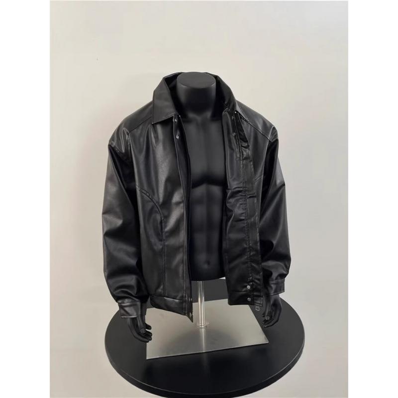 Men's Trendy American Retro PU Leather Lapel Jacket for Spring & Fall