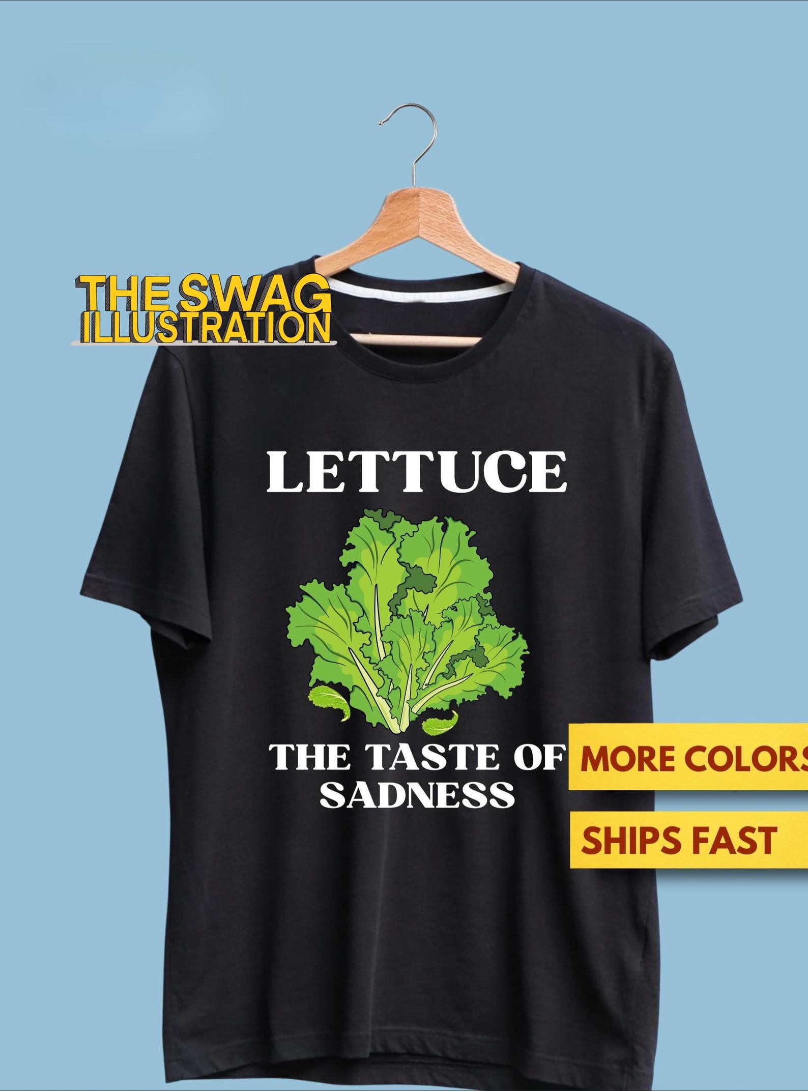 Lettuce The Taste Of Sadness Funny Vegan Shirt, Funny Vegan Vegetarian Sad Lettuce Shirt, Vegan Humour Pun GifT shirt, Soft Premium Tee XL