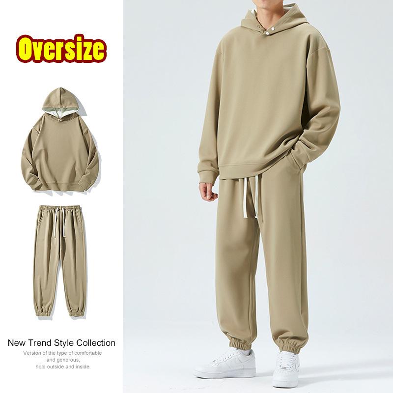 Autumn and Winter Sports Suits for Men and Women Couples Tide Brand Hooded Sweaters Loose Sweatpants Running Trousers Two-piece Men