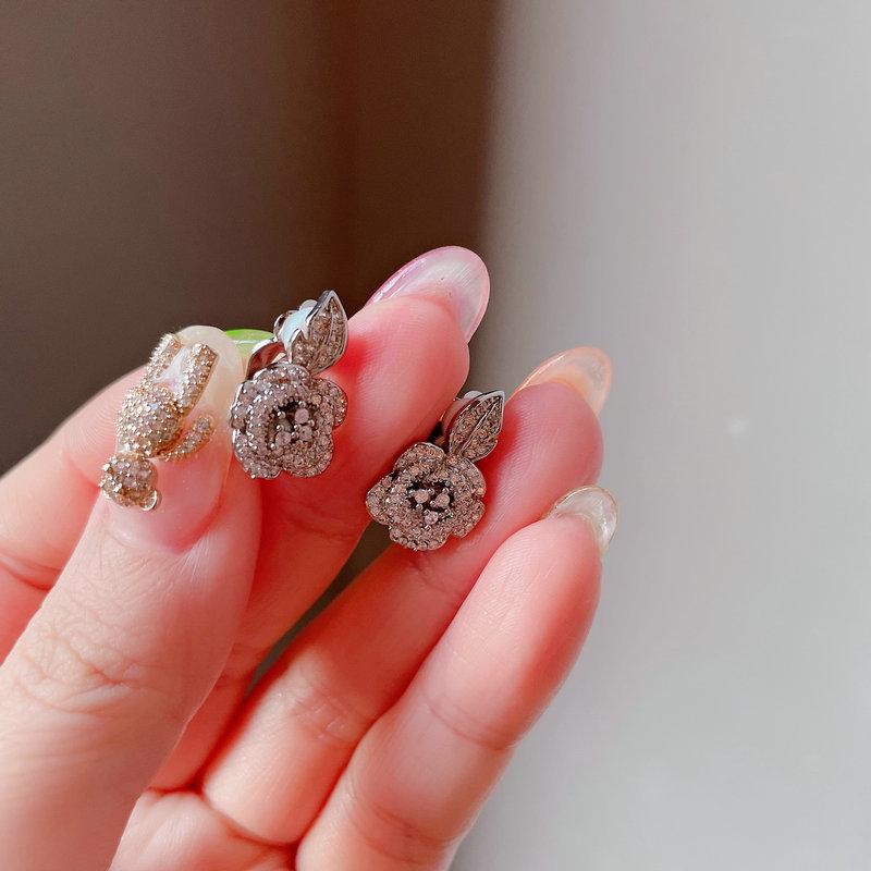 Bracelet Fleur Gemme Amour Lumineux, Ensemble Bague Bracelet Zircon Multicoupes Plaqué Or 18K Rose Scintillant Diamant