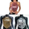 Metallic Sequin Crop Top For Women With Halter Neck Streetwear