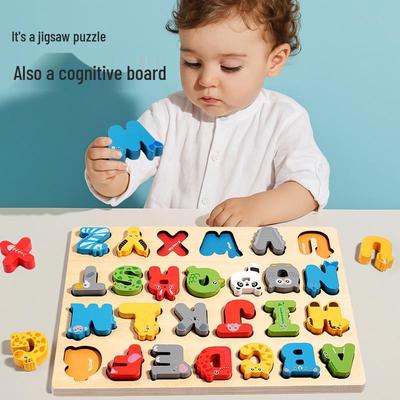 Pädagogische Holz-Zahlen- und Buchstaben-Puzzleblöcke für Kinder