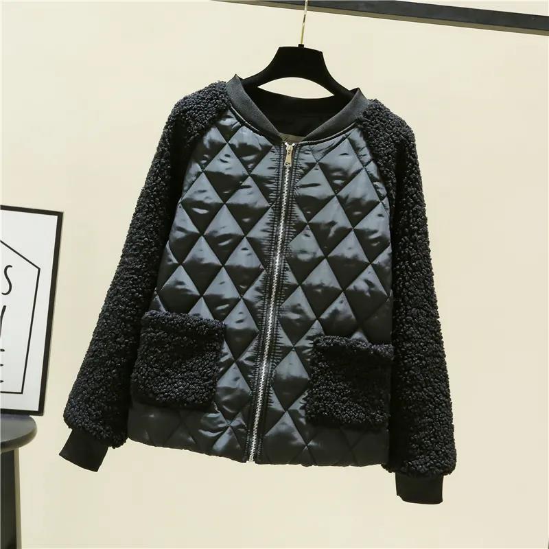 Coat Women's Short Loose Lambswool Down Stand Collar Fashion Jacket