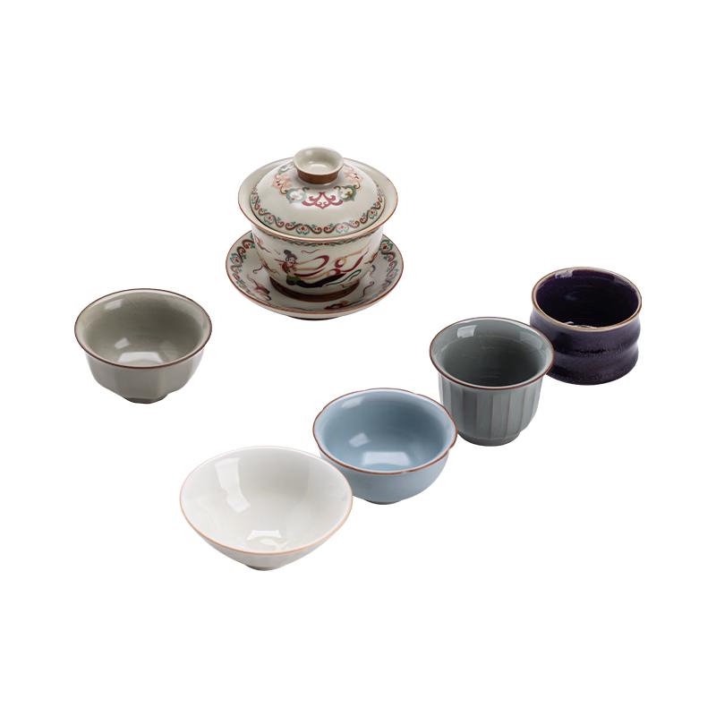Su s Ceramics Dunhuang Aesthetic Gaiwan Tea Set