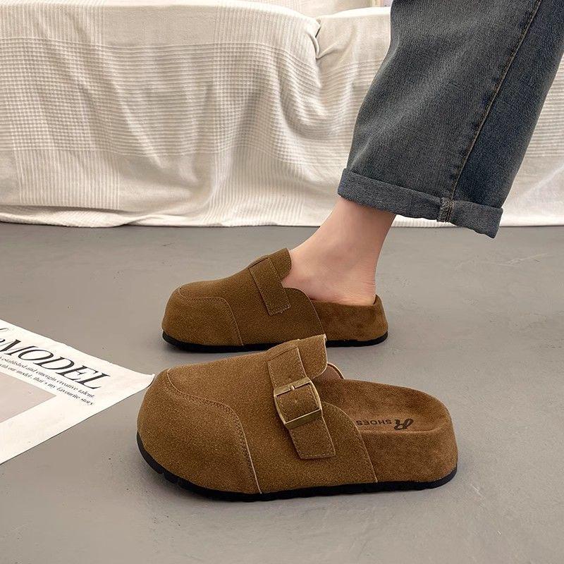 

Супер Горячие Женские Мюли с Толстой Подошвой и Закрытым Носком - Весна/Осень 2025 Высококлассный Французский Дизайн 36 хаки