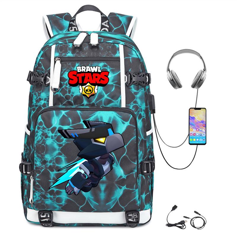 Brawl Stars Peripheral With Usb Backpack Student Outdoor Travel Large Capacity Mountaineering Bag