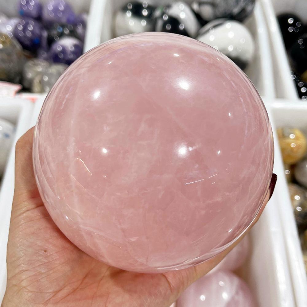 Natuurlijke Rozenkwarts Kristallen Bol Gepolijste Massage Bol Bol Reiki Genezingskamer Decor Roze Kristal Souvenirs Steen Ambachten 4-7Cm Diameter 5-6cm