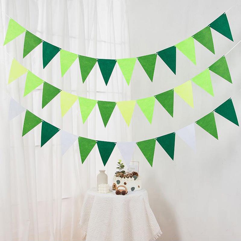Yellow-Green Felt Pennant Bunting for Kids' Birthday or Kindergarten Decor