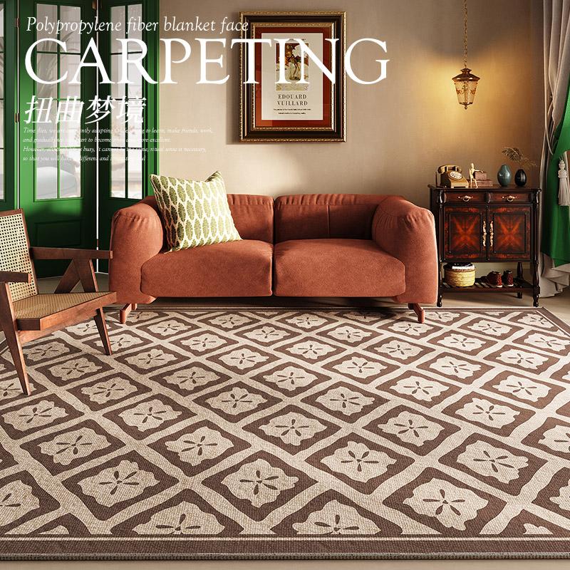 French Retro Living Room Decoration Carpets Thicken Bedside Rugs for Bedroom Large Area Home Non-slip Mat Washable Lounge Rug