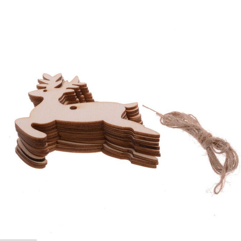 Christmas Wooden 10pcsset Tree Decorative Hanging Decor Craft Gift Xmas Pendant