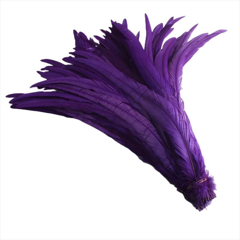 

30-35Cm Decolorized Cock Tail Feathers Costume Show Decorative Accessories Headdress Material Decorative Feathers Diy фиолетовый