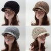 Winter Knitted Brim Hat with a Pleated Brim