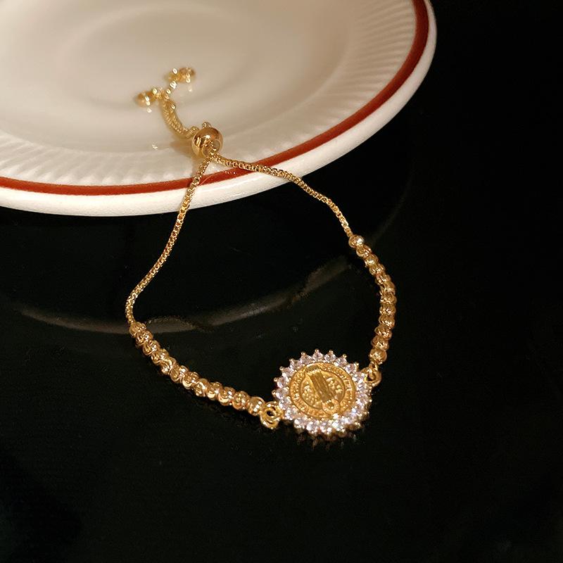 Bracciale Regolabile in Oro Vero Galvanizzato con Zir*****val Diamond, Lusso Leggero, Bracciale alla Moda di Alta Gamma, Gioiello Versatile per il Pendolarismo