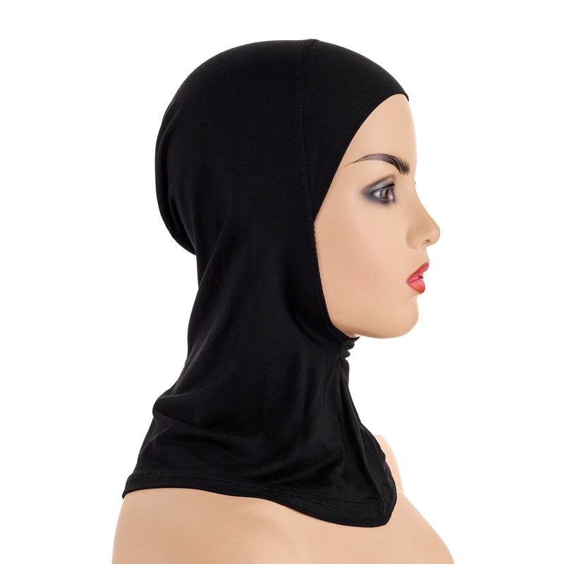 

Women Ramadan Muslim Islamic Modal Solid Color Hijab Neck Head Under Scarf Cap Black Onesize