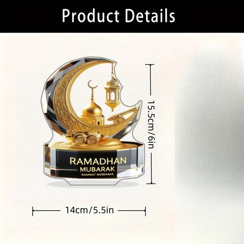 2D Flat Acrylic Elegant Ramadan Mubarak Decoration, Indoor and Outdoor Decoration - No Battery/electricity Required, Free Day Decoration, S