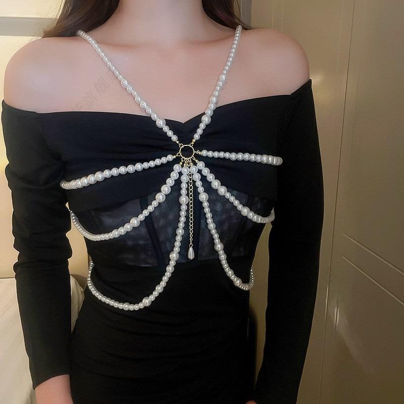 Multi-layer tassel imitation pearl waist chain Spice girl bikini beach style body chain versatile personalized belt accessories