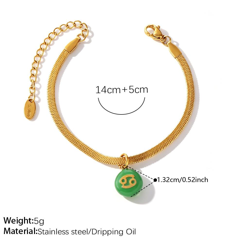 European and American Minimalist Smooth Flat Snake Bone Chain Round Plaque Accessory, Niche Versatile Bracelet
