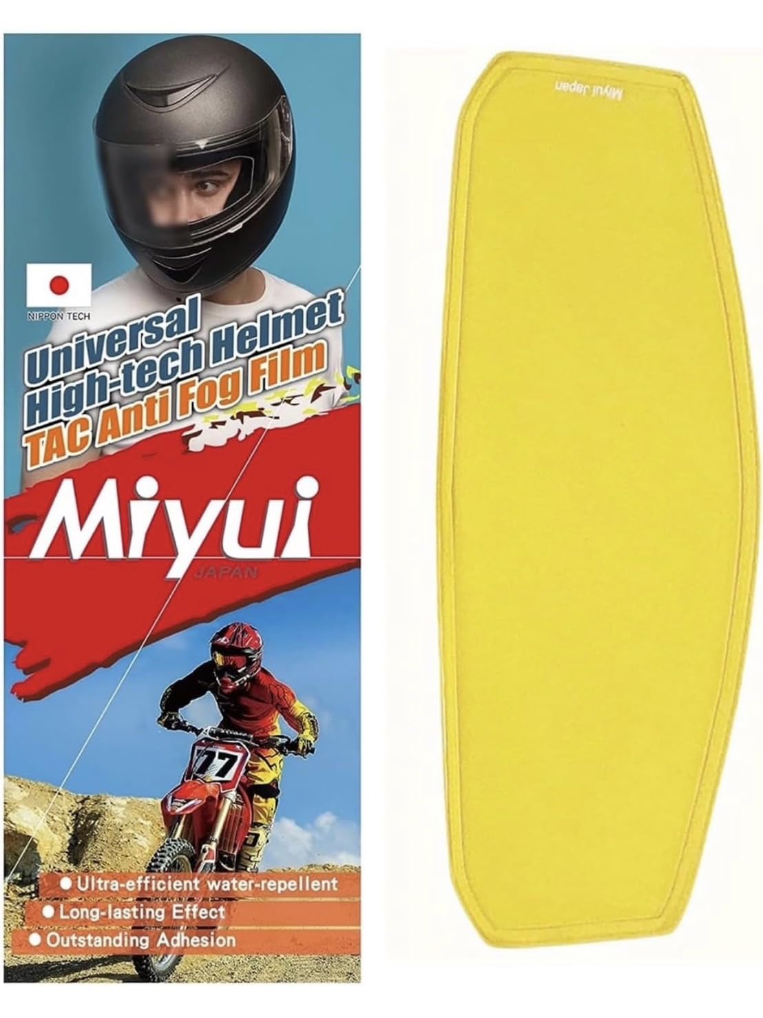 

MIYUI JAPAN Универсальный мотоциклетный шлем Щиток Желтый визор Линза Вставка x Пленка против запотевания, Защита от запотевания 9.7см 25.5см