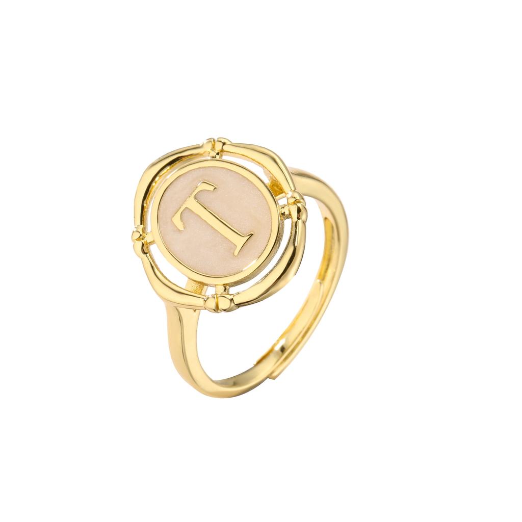 HECHENG, A-Z Letter Enamel Rings For Women, Couple Alphabet Name Initials Ring Adjustable Opening Finger Jewelry Free Shipping