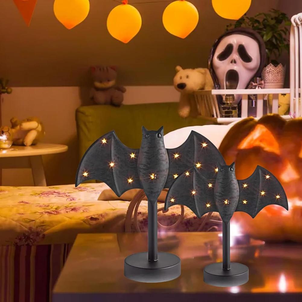 Bat-Shaped Candlestick with LED Twinkle Light Halloween Candle Stick Holder Halloween Decorations for Party Home