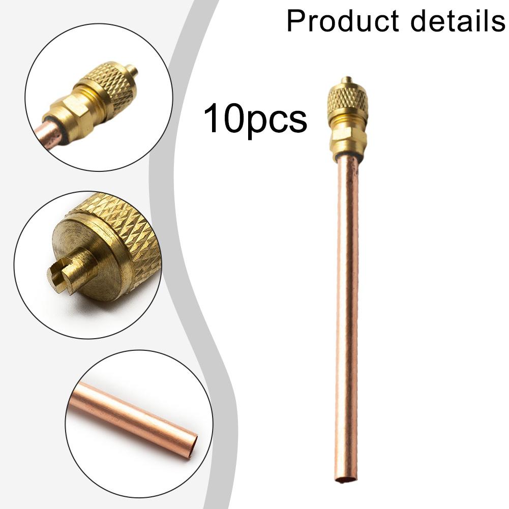 10pc Brass Access Valve Air Conditioner Refrigeration Compressor Maintence Valves Copper Tube Filling Part 3.4Mpa Service Valve
