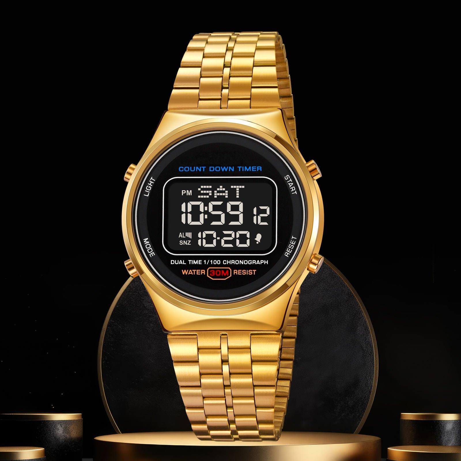 Luxury Stainless Steel Creative Men s Electronic Watch Business Multi-function Electronic Watch