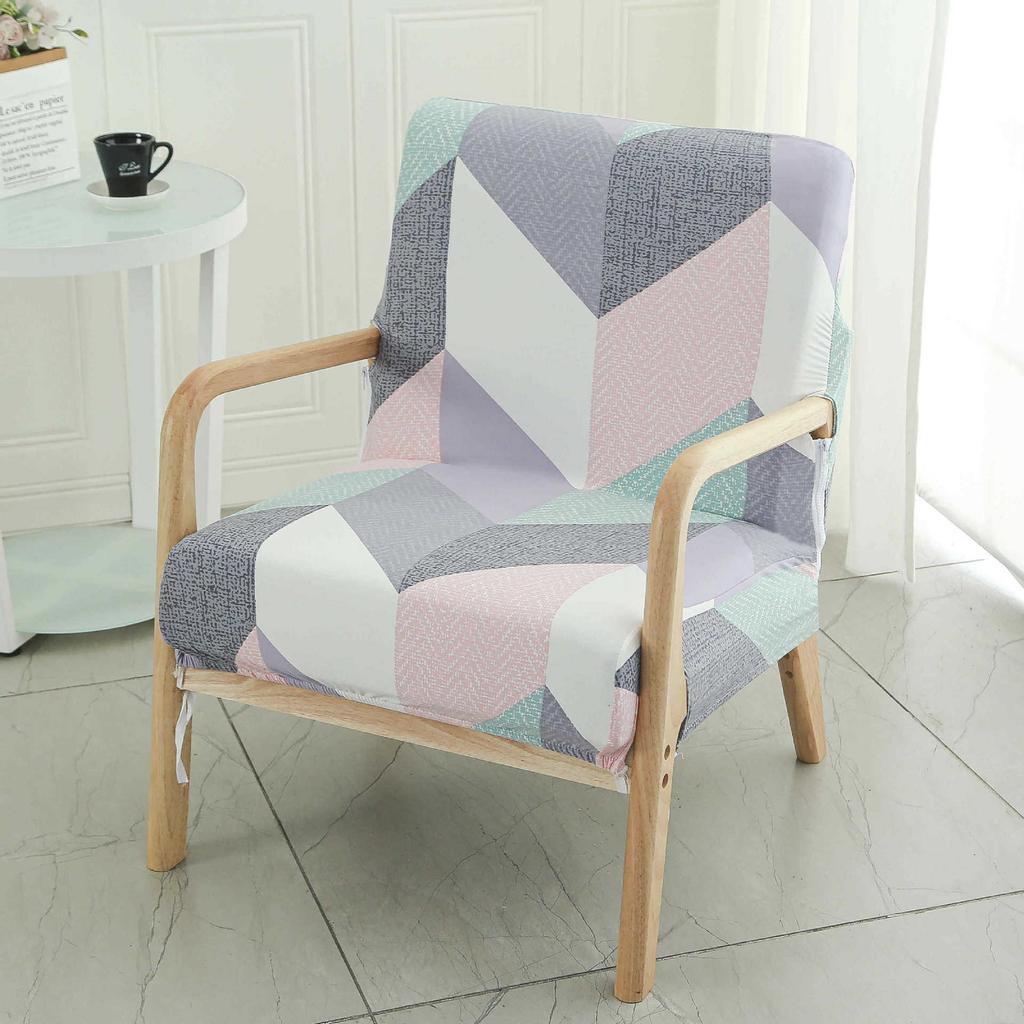 Single Simple Small Apartment Elastic Sofa Cover All-Inclusive Internet Cafe Cafe Square Sofa Cover Wood Chair Cover