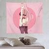 Pink Anime Girl Tapestry Japanese Cute Aesthetics Wall Hanging Trendy Bedroom Dormitory Home Decoration