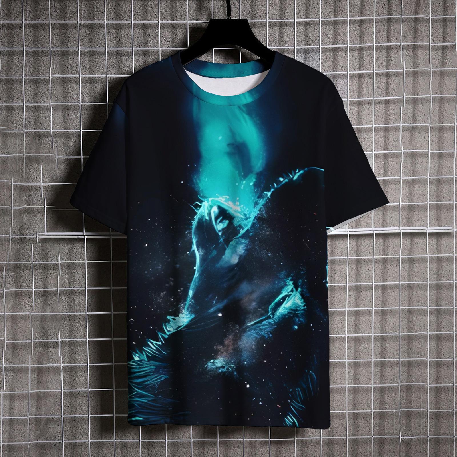 

Персоналізовані футболки з принтом Вовчого Короля для чоловіків Футболки Модні та Універсальні Чоловічі футболки з коротким рукавом Повсякденна футболка з круглим вирізом XS