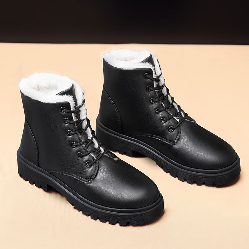 Новые зимние хлопковые сапоги, женские плюшевые утепленные женские полусапоги, зимние плюшевые студенческие ботинки, женские ботинки 35